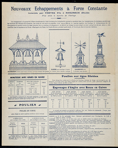 Fabrique d’horloges monumentales Prêtre & ses Fils [dépliant publicitaire : p. 4], 1er quart 20e siècle. © Laurent Poupard / Région Bourgogne-Franche-Comté, Inventaire du patrimoine - 2018