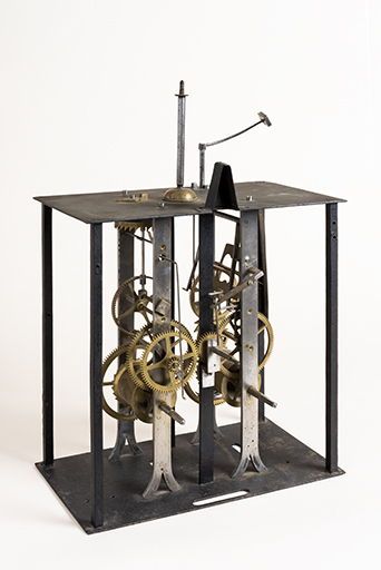 Mouvement d'horloge comtoise (mouvement "cage fer"), 19e siècle. © Sonia Dourlot / Région Bourgogne-Franche-Comté, Inventaire du patrimoine - 2018