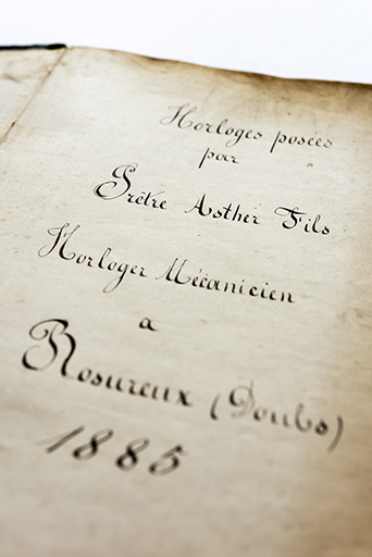 Registre d'inventaire : détail de la page de titre. © Sonia Dourlot / Région Bourgogne-Franche-Comté, Inventaire du patrimoine - 2018