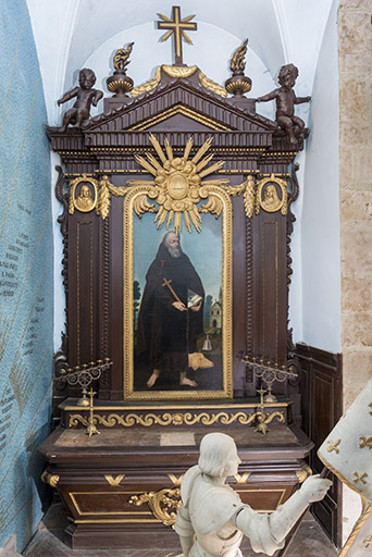 Retable de la chapelle Sainte-Anne, tableau représentant saint Antoine l'Ermite. © Jérôme Mongreville / Région Bourgogne-Franche-Comté, Inventaire du patrimoine - 2018 Retable de la chapelle Sainte-Anne, tableau représentant saint Antoine l'Ermite. © Jérôme Mongreville / Région Bourgogne-Franche-Comté, Inventaire du patrimoine - 2018