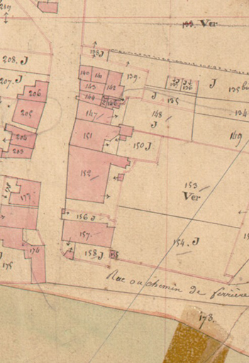 Extrait de l'Atlas parcellaire (1836) du cadastre de la commune de Scey-sur-Saône-et-Saint-Albin. © Guillaume Gézolme / Région Bourgogne-Franche-Comté, Inventaire du patrimoine - 2018