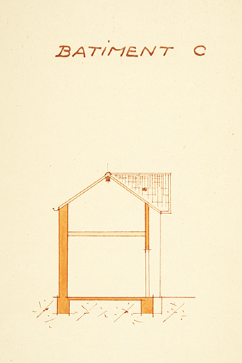 [Coupe transversale du bâtiment C], tirage, décembre 1949. © Sonia Dourlot / Région Bourgogne-Franche-Comté, Inventaire du patrimoine - 2019