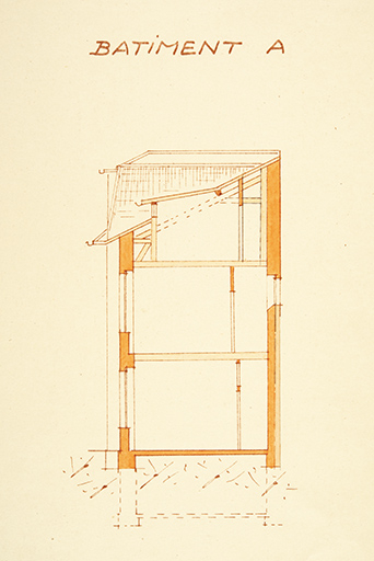 [Coupe transversale du bâtiment A], tirage, décembre 1949. © Sonia Dourlot / Région Bourgogne-Franche-Comté, Inventaire du patrimoine - 2019