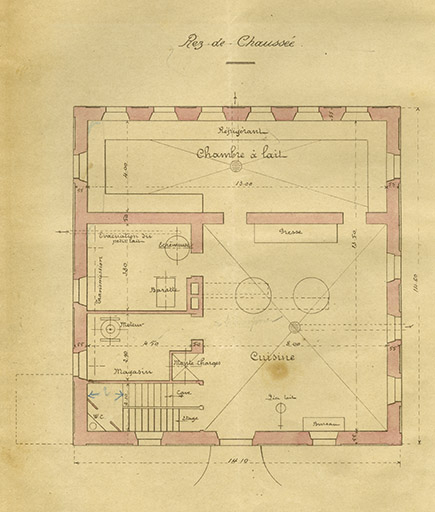Construction d'un chalet-modèle. Plan du rez-de-chaussée, 1905. © Raphaël Favereaux / Région Bourgogne-Franche-Comté, Inventaire du patrimoine - 2019