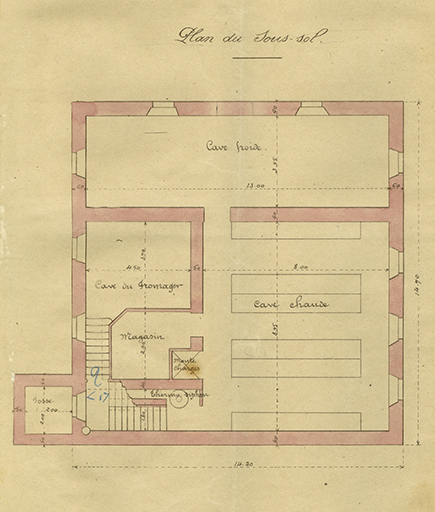 Construction d'un chalet-modèle. Plan du sous-sol, 1905. © Raphaël Favereaux / Région Bourgogne-Franche-Comté, Inventaire du patrimoine - 2019