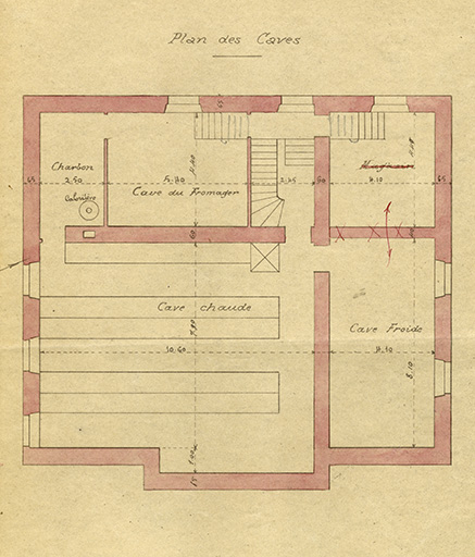 Projet de construction d'un chalet-modèle. Plan des caves, 1906. © Raphaël Favereaux / Région Bourgogne-Franche-Comté, Inventaire du patrimoine - 2019