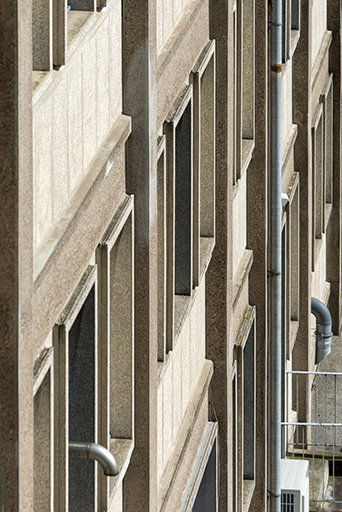 Façade postérieure, corps oriental : baies, vues en plongée et en enfilade. © Sonia Dourlot / Région Bourgogne-Franche-Comté, Inventaire du patrimoine - 2019
