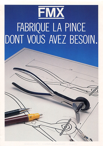 FMX fabrique la pince dont vous avez besoin [dépliant publicitaire], [années 1980 ?]. © Laurent Poupard / Région Bourgogne-Franche-Comté, Inventaire du patrimoine - 2019