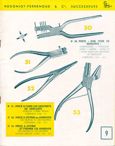 Catalogue L.H.T. 3 [catalogue de production p. 9 : pinces diverses], [1949]. © Laurent Poupard / Région Bourgogne-Franche-Comté, Inventaire du patrimoine - 2019