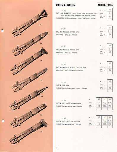 Catalogue L.H.T. 4. [catalogue de production p. 3 : pinces à boucles], [3e quart 20e siècle]. © Laurent Poupard / Région Bourgogne-Franche-Comté, Inventaire du patrimoine - 2019