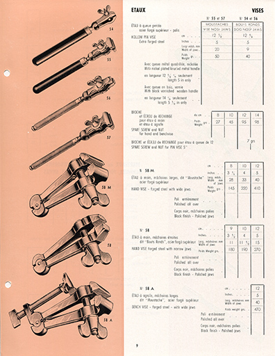 Catalogue L.H.T. 4. [catalogue de production p. 9 : étaux], [3e quart 20e siècle]. © Laurent Poupard / Région Bourgogne-Franche-Comté, Inventaire du patrimoine - 2019