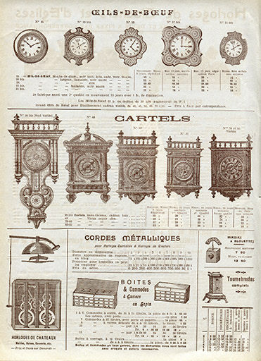 Fabrique d'horlogerie en tous genres [...] G. Jobez succes[seu]r à Morez-du-Jura [catalogue de production vers 1900, p. 3]. © Laurent Poupard / Région Bourgogne-Franche-Comté, Inventaire du patrimoine - 2020