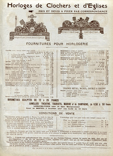 Fabrique d'horlogerie en tous genres [...] G. Jobez succes[seu]r à Morez-du-Jura [catalogue de production vers 1900, p. 4]. © Laurent Poupard / Région Bourgogne-Franche-Comté, Inventaire du patrimoine - 2020
