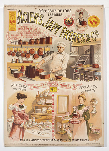 Aciers Japy Frères & Cie [affiche publicitaire], limite 19e siècle 20e siècle. © Sonia Dourlot / Région Bourgogne-Franche-Comté, Inventaire du patrimoine - 2020