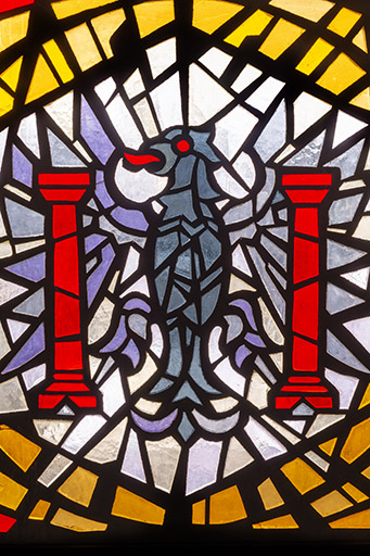  verrière armoiries © Jérôme Mongreville / Région Bourgogne-Franche-Comté, Inventaire du patrimoine - 2023